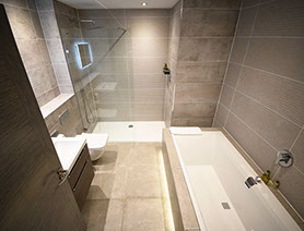 Taransay House luxury accommodation in Portree contains spacious modern bathrooms