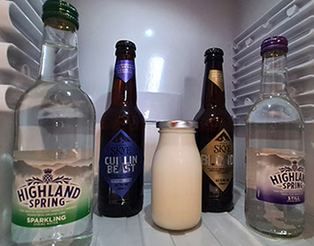 Taransay House Luxury Bed and Breakfast Accommodation in Portree offers guests Skye Ale including bottled water